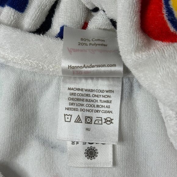 Hanna Andersson Dress Girls 120 6-7 White Sail Boat Print Pockets Terry Sundress - Picture 5 of 9